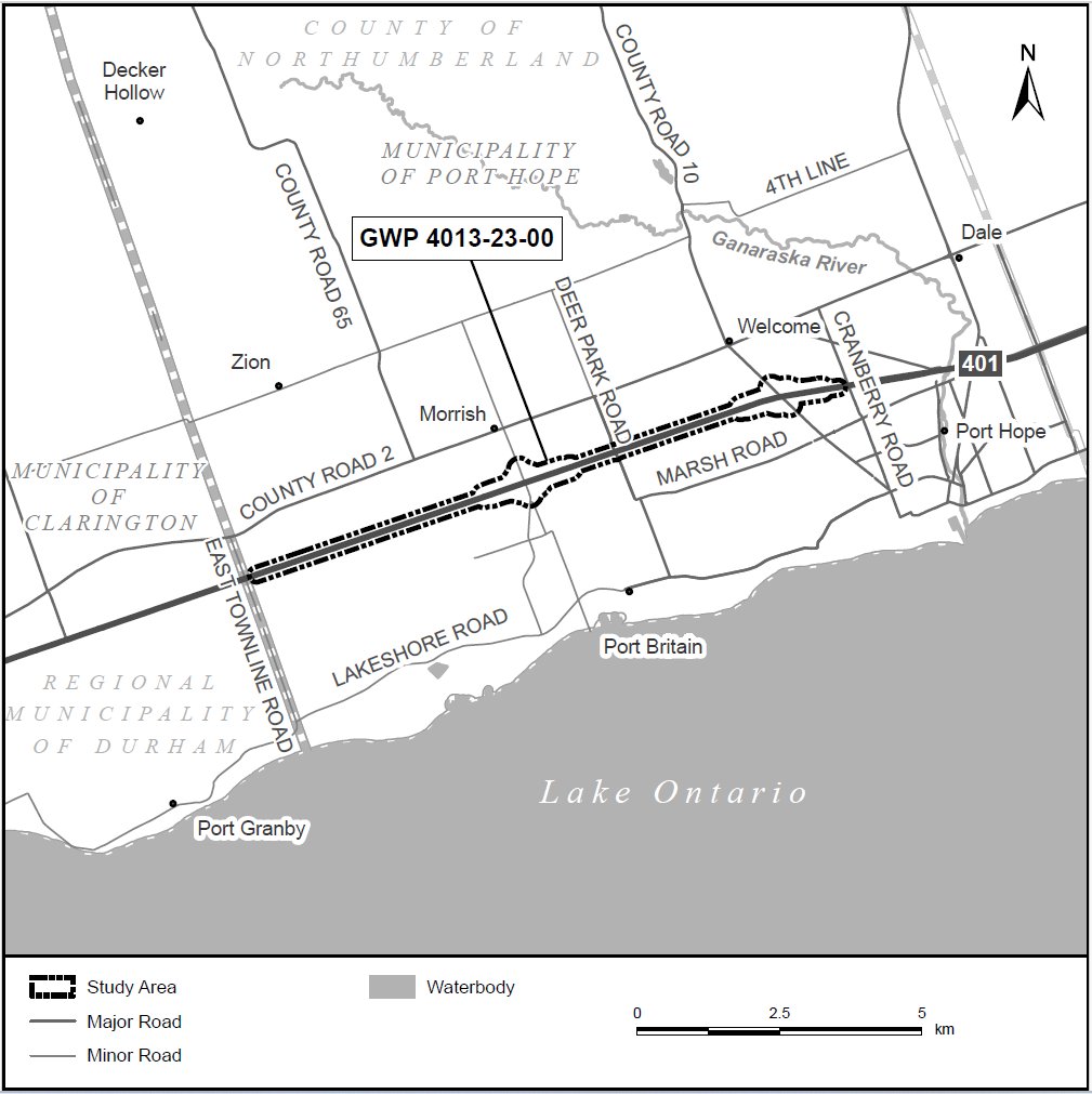 Study area map showing where the construction will be taking place. Detailed description of the location can be found in the paragraph text above this image.